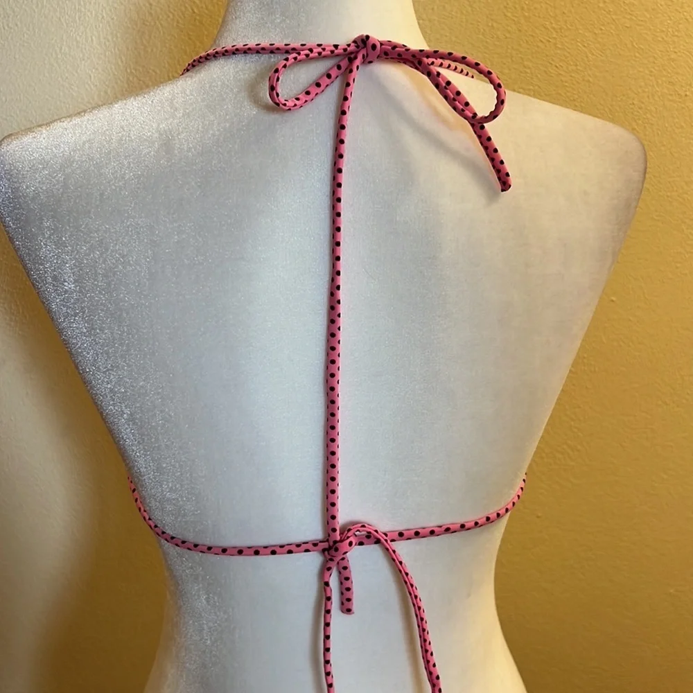 Victoria's Secret Pink with Black Polka Dot Bikini Top size M